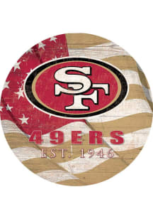 San Francisco 49ers Team Color Flag 12in Circle Sign