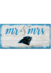 Carolina Panthers Script Mr and Mrs Sign