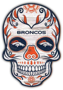 Denver Broncos 12in Sugar Skull Sign