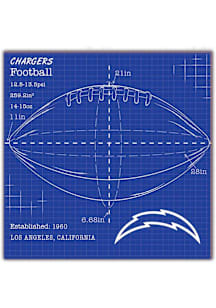 Los Angeles Chargers Ball Blueprint 10x10 Sign - Blue
