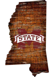 Mississippi State Bulldogs Distressed State 24 Inch Sign
