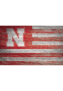 Red Nebraska Cornhuskers Distressed Flag 11x19 Sign