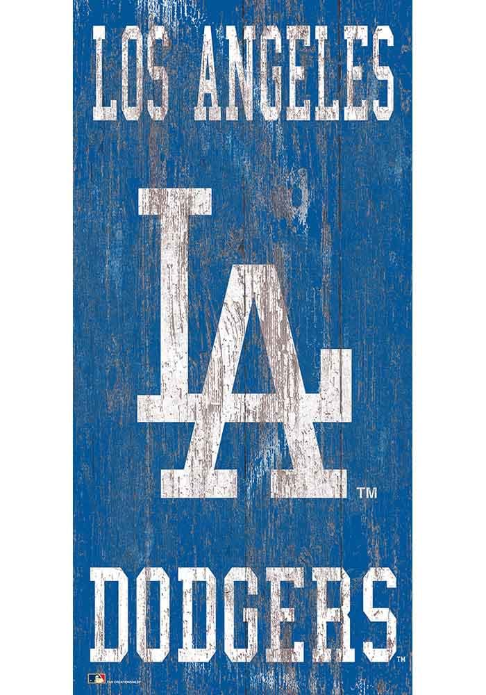 MLB Distressed 6 x 12 Heritage Logo Team Name Sign Los Angeles Dodgers