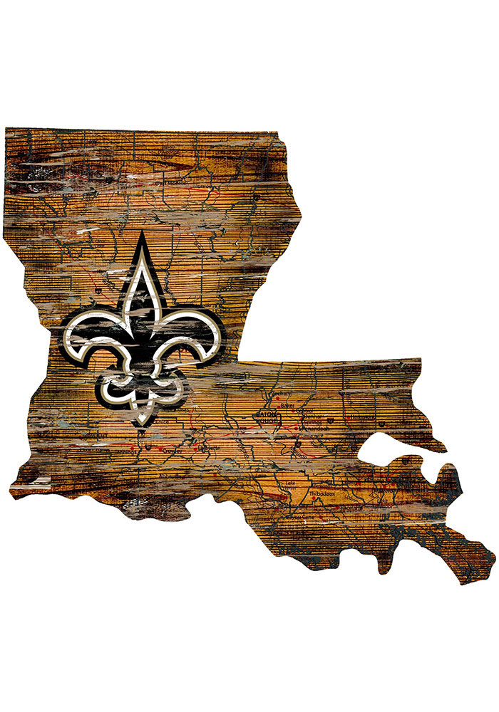 New Orleans Saints Distressed State 24 Inch Sign