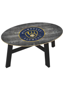 Milwaukee Brewers Distressed Wood Navy Blue Coffee Table