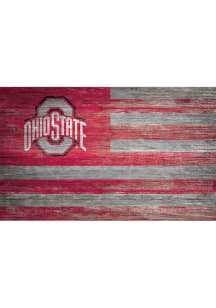 Red Ohio State Buckeyes Distressed Flag 11x19 Sign