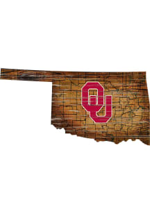 Oklahoma Sooners Distressed State 24 Inch Sign