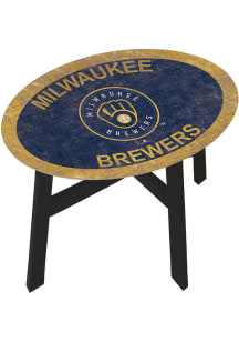 Milwaukee Brewers Distressed Navy Blue End Table