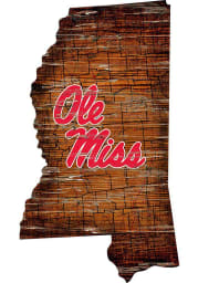 Ole Miss Rebels Distressed State 24 Inch Sign