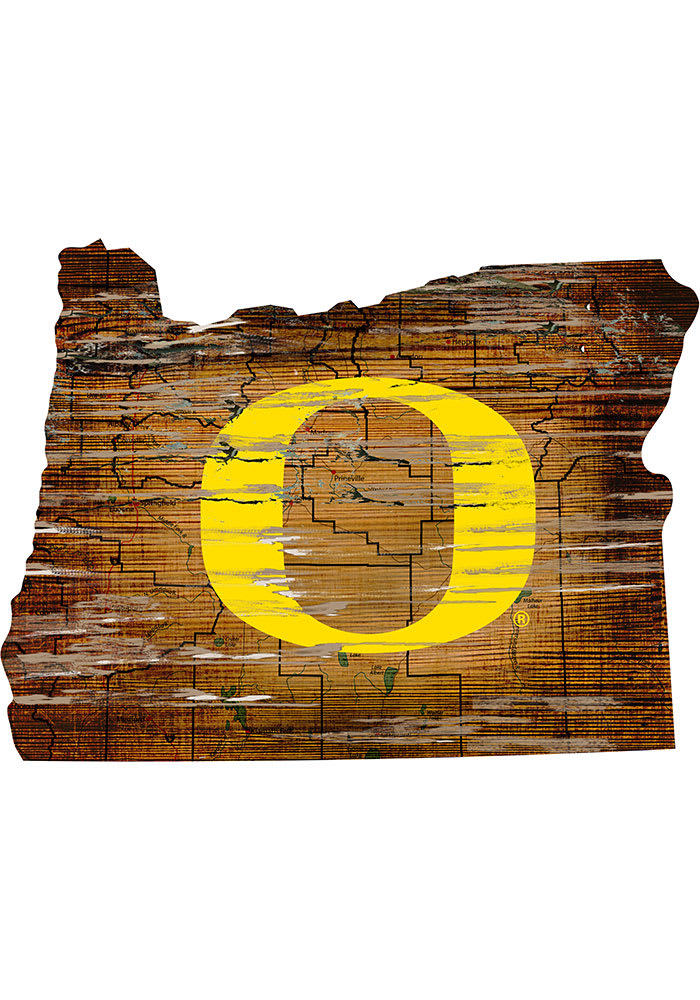 Oregon Ducks Distressed State 24 Inch Sign