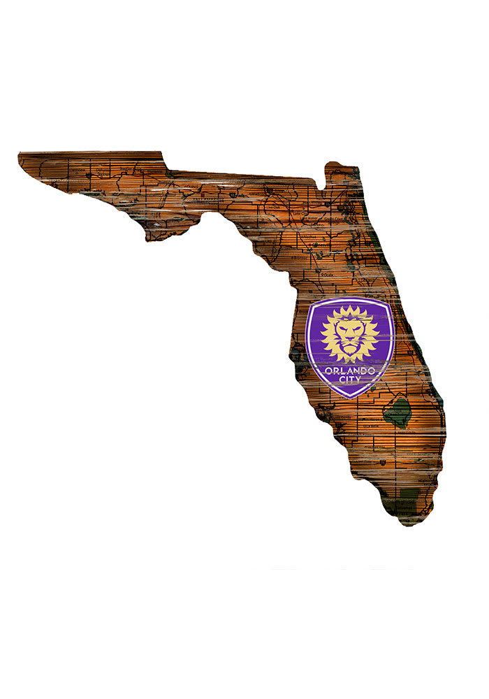 Orlando City SC Distressed State 24 Inch Sign