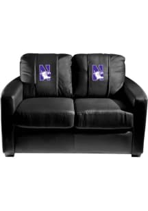 Black Northwestern Wildcats Faux Leather Design Love Seat