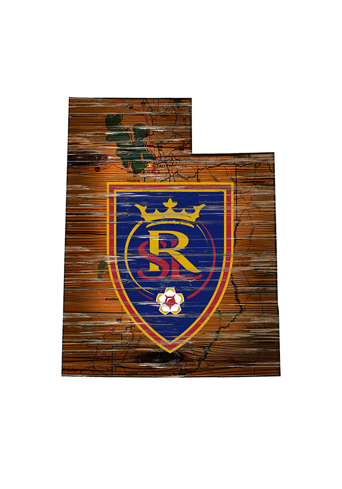 Real Salt Lake Distressed State 24 Inch Sign