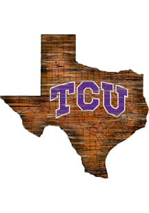TCU Horned Frogs Distressed State 24 Inch Sign