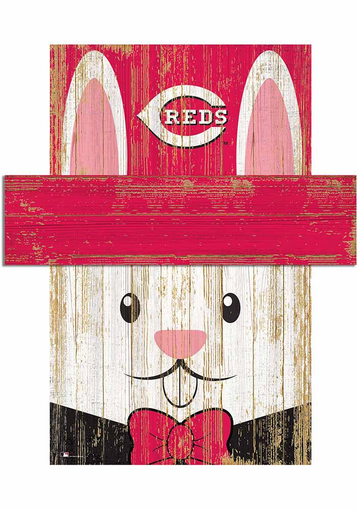 Cincinnati Reds Easter Bunny  Head 6x5 Sign