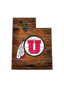 Utah Utes Distressed State 24 Inch Sign