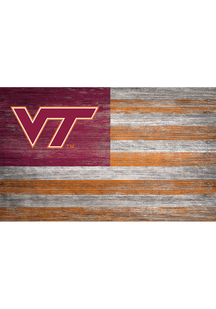 Virginia Tech Hokies Distressed Flag 11x19 Sign