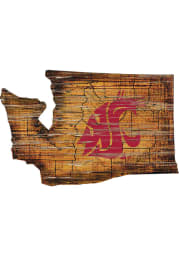 Washington State Cougars Distressed State 24 Inch Sign