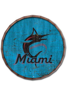 Miami Marlins Cracked Color 24 Inch Barrel Top Sign