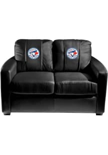 Toronto Blue Jays Faux Leather Love Seat - Black