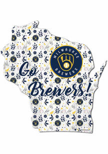 Milwaukee Brewers Floral State Sign
