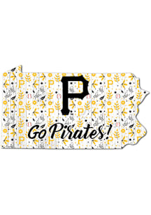 Pittsburgh Pirates Floral State Sign - Black
