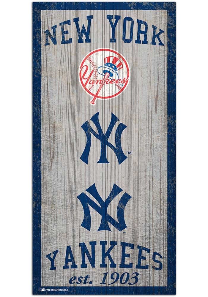 MLB Distressed 6 x 12 Heritage Logo Team Name Sign New York Yankees