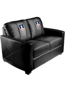 Black Illinois Fighting Illini Faux Leather Material Love Seat