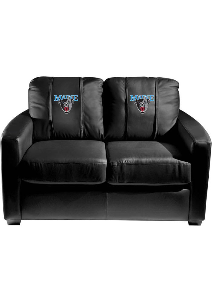 Maine Black Bears Faux Leather Love Seat