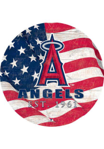 Los Angeles Angels Team Color Flag 12 Inch Circle Sign