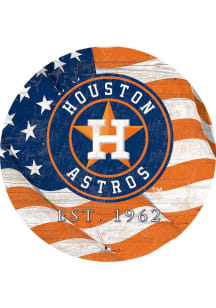Houston Astros Team Color Flag 12 Inch Circle Sign