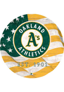 Oakland Athletics Team Color Flag 12 Inch Circle Sign