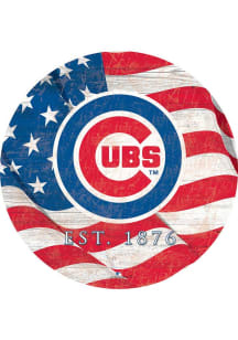 Chicago Cubs Team Color Flag 12 Inch Circle Sign
