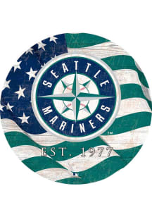 Seattle Mariners Team Color Flag 12 Inch Circle Sign