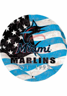 Miami Marlins Team Color Flag 12 Inch Circle Sign