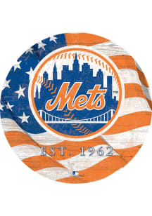 New York Mets Team Color Flag 12 Inch Circle Sign