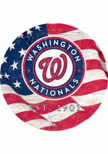 Washington Nationals Team Color Flag 12 Inch Circle Sign