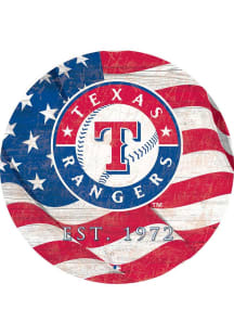 Texas Rangers Team Color Flag 12 Inch Circle Sign