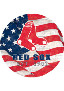 Boston Red Sox Team Color Flag 12 Inch Circle Sign