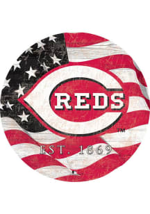 Cincinnati Reds Team Color Flag 12 Inch Circle Sign