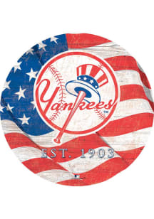 New York Yankees Team Color Flag 12 Inch Circle Sign