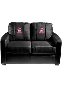 South Dakota Coyotes Faux Leather Love Seat - Black