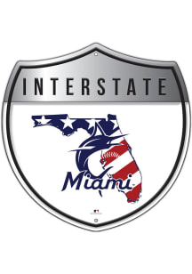 Miami Marlins Patriotic Interstate Metal Sign