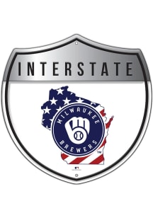 Milwaukee Brewers 12 Inch Patriotic Interstate Metal Sign