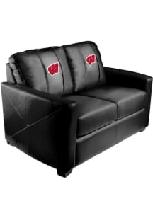 Black Wisconsin Badgers Faux Leather Designed Love Seat