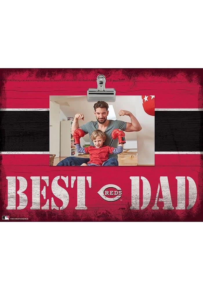 Cincinnati Reds Best Dad Striped Clip Picture Frame