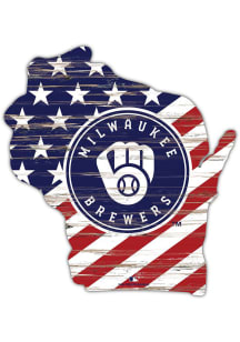 Milwaukee Brewers 12 Inch USA State Cutout Sign