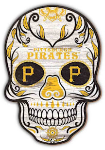 Pittsburgh Pirates 12 Inch Sugar Skull Sign - Black