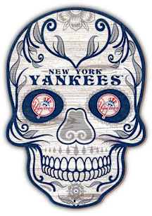 New York Yankees 12 Inch Sugar Skull Sign - Blue