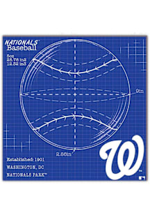 Washington Nationals Ball Blueprint Sign - Red
